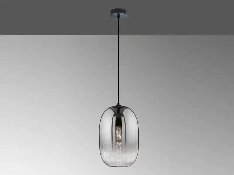 Fischer & Honsel Pendelleuchte TRACE einflammig Lampenschirm Rauchglas Schwarz, Ø 20cm Top-Preis