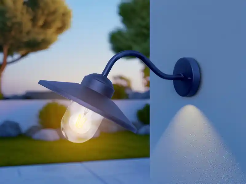 Echt meineWunschleuchte LED Außenwandleuchte aus Edelstahl in Marineblau, Ausladung 42cm