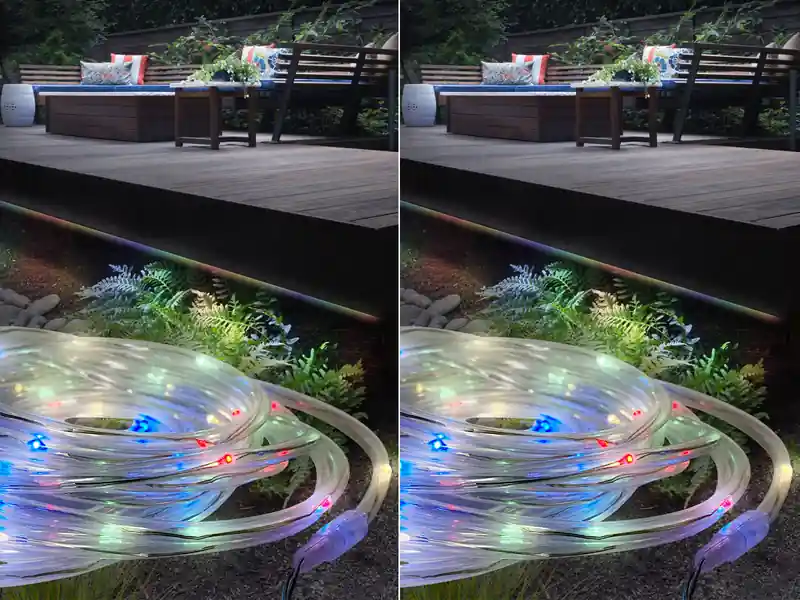 Super-Preis meineWunschleuchte 2er Set LED Solar Lichtschlauch für Außen mit RGB Beleuchtung, Länge 4,9 Meter