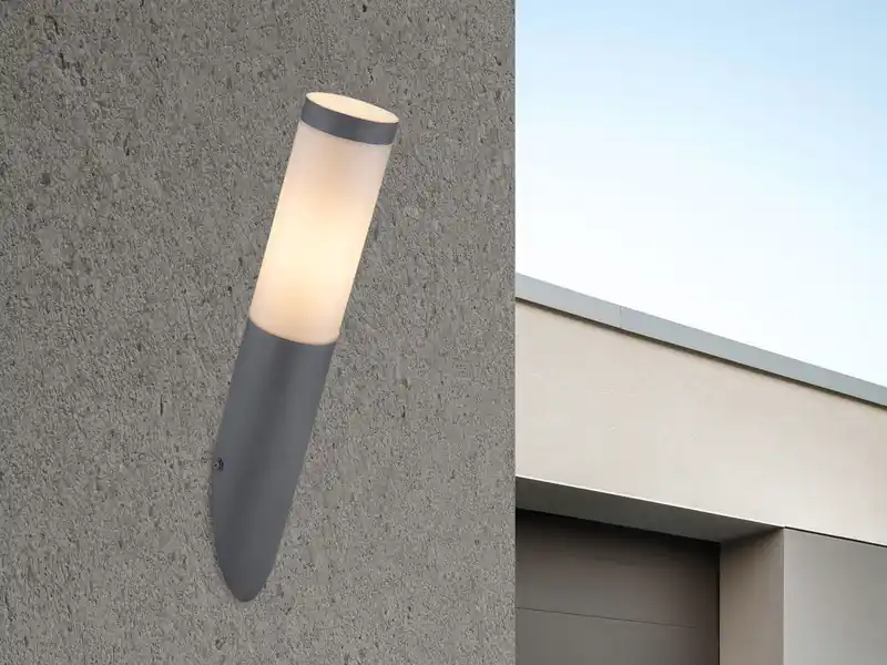 Online Kaufen Globo Außenwandleuchte BOSTON aus Edelstahl in Anthrazit & Opal, Höhe 39cm