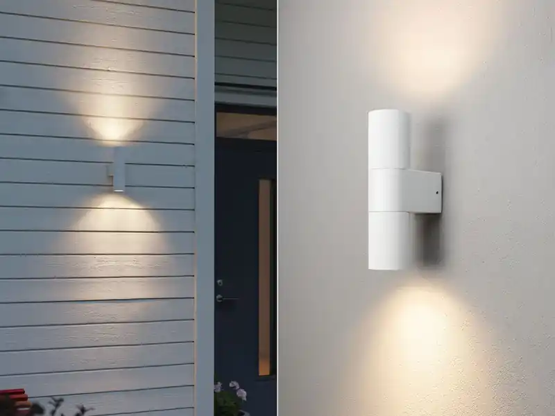 meineWunschleuchte Up and Down LED Außenwandleuchte Aluminium Weiß, Höhe 23,5cm Sale
