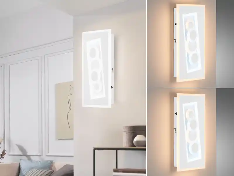 Mega-Angebot meineWunschleuchte 2er SET flache LED Wandlampen Weiß mit Schalter dimmbar & Lichtfarbe, H: 38cm