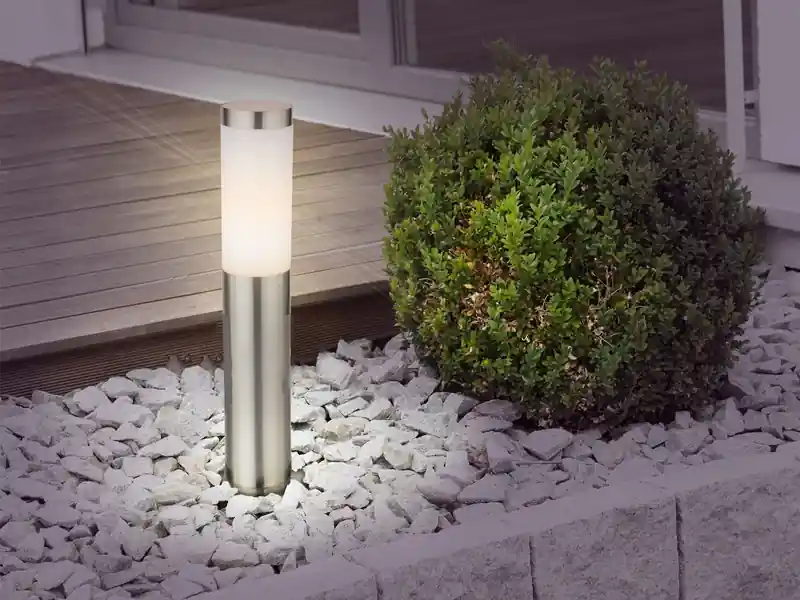 Finale Aktion meineWunschleuchte LED Sockelleuchte aus Edelstahl in Silber, Höhe 45cm