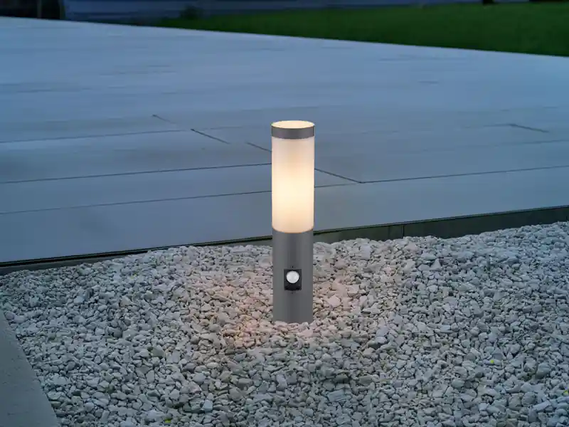 Highlight meineWunschleuchte LED Sockelleuchte in Anthrazit & Opal mit Bewegungsmelder, Höhe 45cm