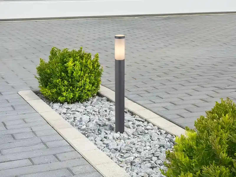 meineWunschleuchte LED Wegeleuchte aus Edelstahl in Anthrazit & Opal, Höhe 80cm Markenprodukt