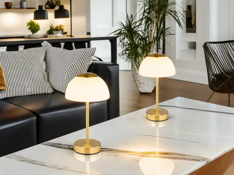 meineWunschleuchte 2er Set Dimmbare Akku Tischleuchten per USB aufladbar, Messing, Höhe 31cm Knallerangebot
