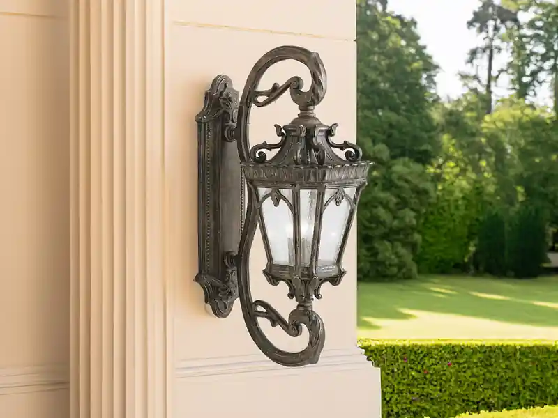 Sale meineWunschleuchte Große antike LED Außenwandleuchte stehend Bronzefarbig, Höhe 96cm