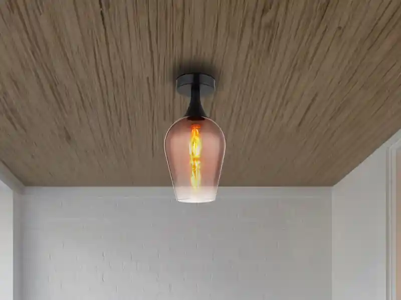 Kracherpreis Globo Kleine Deckenleuchte LAVUS mit Glas Lampenschirm Kupferfarbig, Ø 15cm