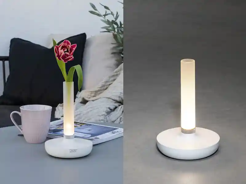 Günstig Konstsmide LED Außentischleuchte und Blumenvase BIARRITZ mit Akkubetrieb, Weiß Höhe 20cm