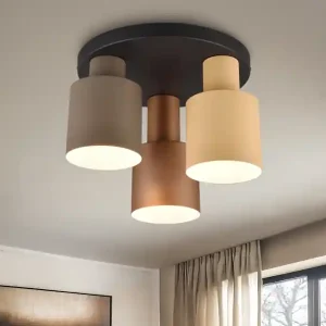 Wochenendangebot meineWunschleuchte LED Deckenleuchte 3-flammig mit Metall Lampenschirmen bunt, Ø 37cm