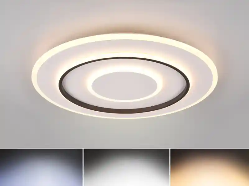 Neue Kollektion RL LIVE YOUR LIGHT Große LED Deckenleuchte JORA flach & hell, mit Fernbedienung dimmbar Ø 60cm