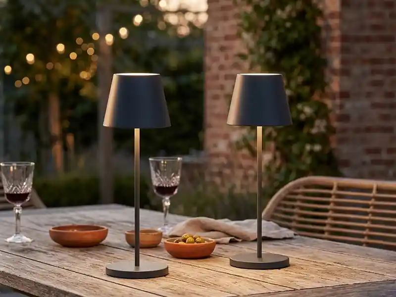 meineWunschleuchte 2er SET Akku Tischlampen Schwarz ohne Kabel mit Ladestation, Höhe 34cm Günstig