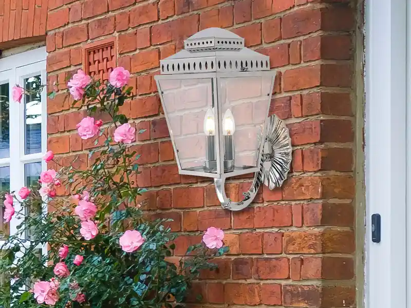 Günstig Elstead Lighting Außenwandleuchte MANSION HOUSE im Landhausstil, Silber Höhe 48cm