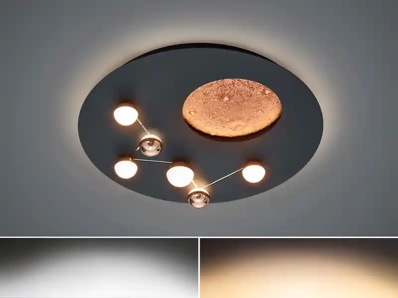Trio Leuchten Moderne LED Deckenleuchte ZODIAC dimmbar über Schalter, 5.100 Lumen hell Ø 50cm Preisknaller