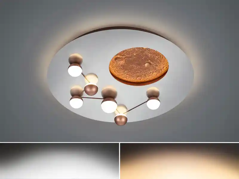Trio Leuchten Moderne LED Deckenleuchte ZODIAC dimmbar über Schalter, 5.100 Lumen hell Ø 50cm Sonderaktion