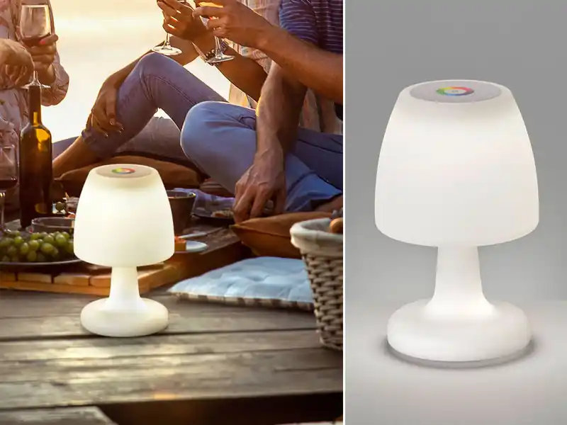 Heißes Angebot FHL easy Kleine Outdoor Akku Tischlampe BARLETTA 26cm ohne Kabel - LED & RGB
