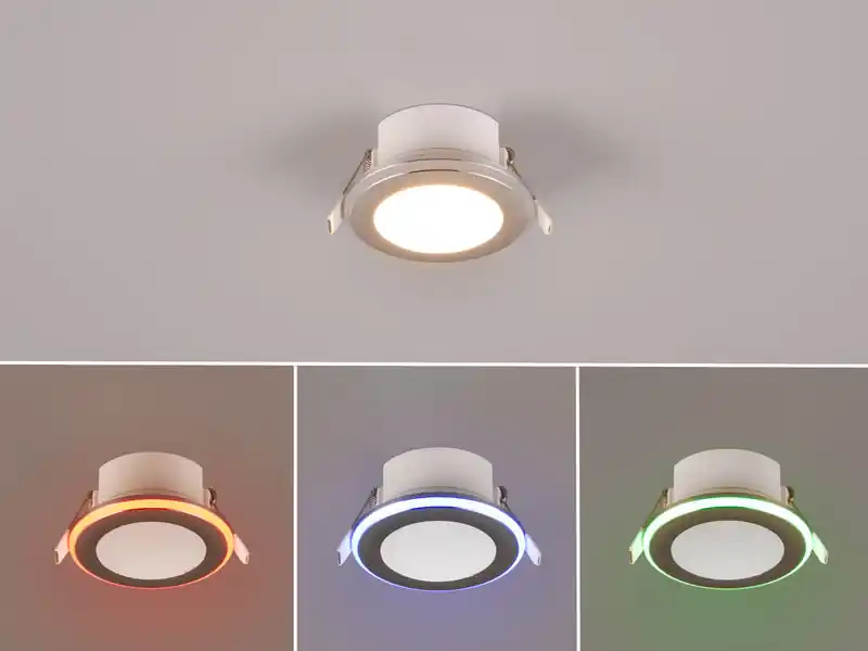 Neu Trio Leuchten LED Einbaustrahler ARGUS Chrom mit Fernbedienung dimmbar & RGBW, Ø 8cm