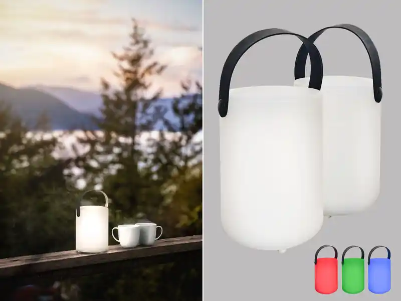 FHL easy 2er SET Outdoor Tischlampen CIRO mit Fernbedienung & RGB, Höhe 15cm Aktuell