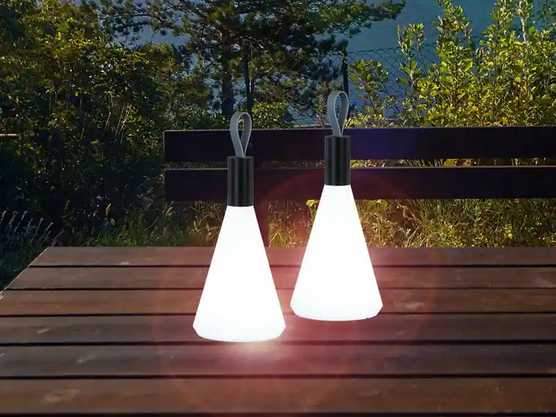 Heißes Angebot meineWunschleuchte 2er SET Outdoor Tischleuchten 31,5cm ohne Kabel - dimmbar & USB aufladbar