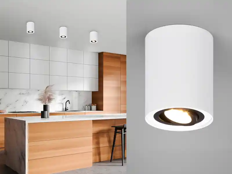 Angebot meineWunschleuchte LED Deckenstrahler Weiß-Schwarz mit schwenkbarem Spot, Ø 9,6cm