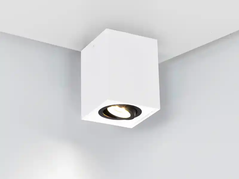 meineWunschleuchte LED Deckenstrahler eckig Weiß-Schwarz, Breite 9,6cm Kostenfreie Lieferung