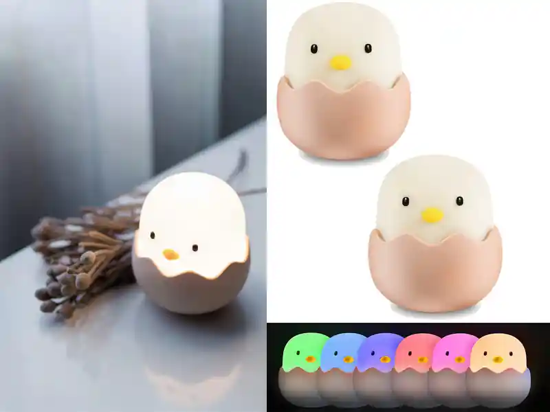 Günstig meineWunschleuchte 2er Set LED Nachtlichter, per USB aufladbar, dimmbar, 7 Lichtfarben - Höhe 12cm