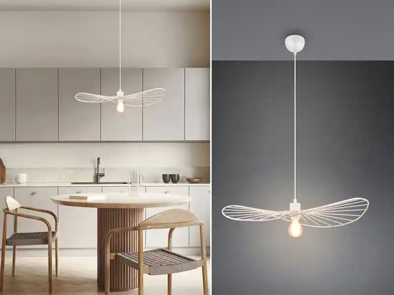 Rabatt meineWunschleuchte Ausgefallene LED Pendelleuchte, Lampenschirm Weißer Draht, Ø 60cm