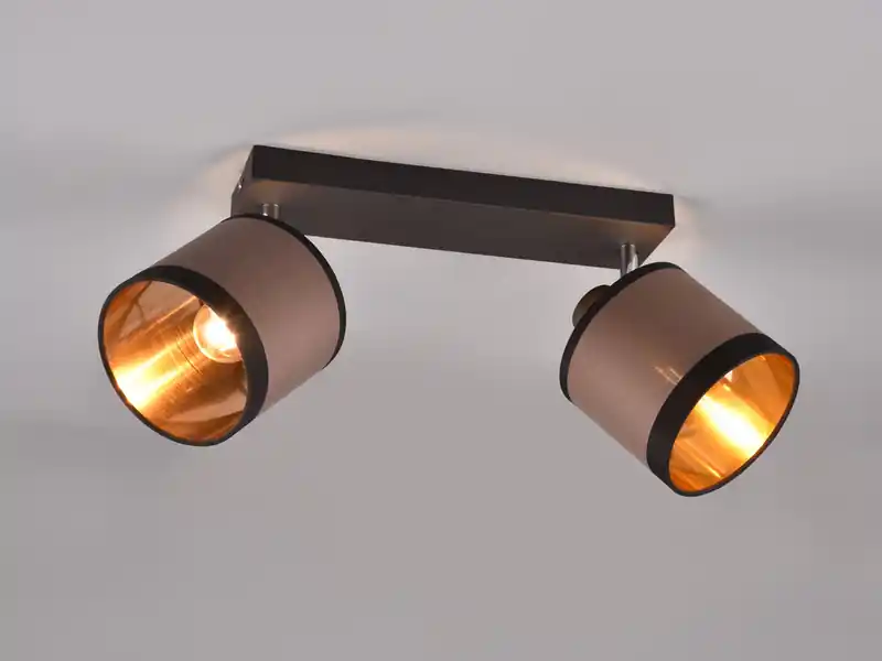 Bestpreis RL LIVE YOUR LIGHT Wand- & Deckenstrahler DAVOS mit Stoffschirmen in Taupe/Gold, Breite 35cm