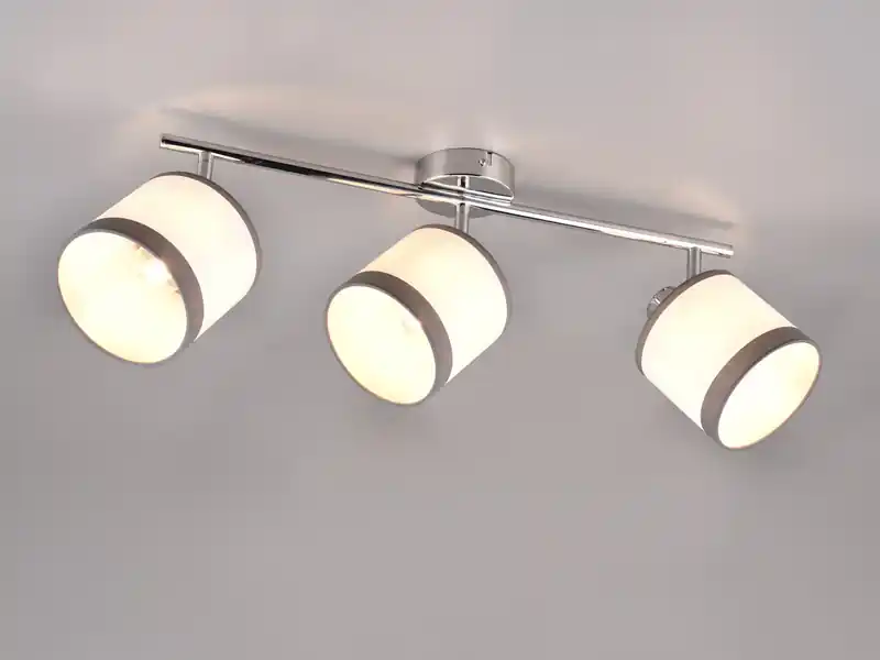Zertifiziert RL LIVE YOUR LIGHT Wand- & Deckenstrahler DAVOS mit Stoffschirmen in Weiß/Grau, Breite 58cm