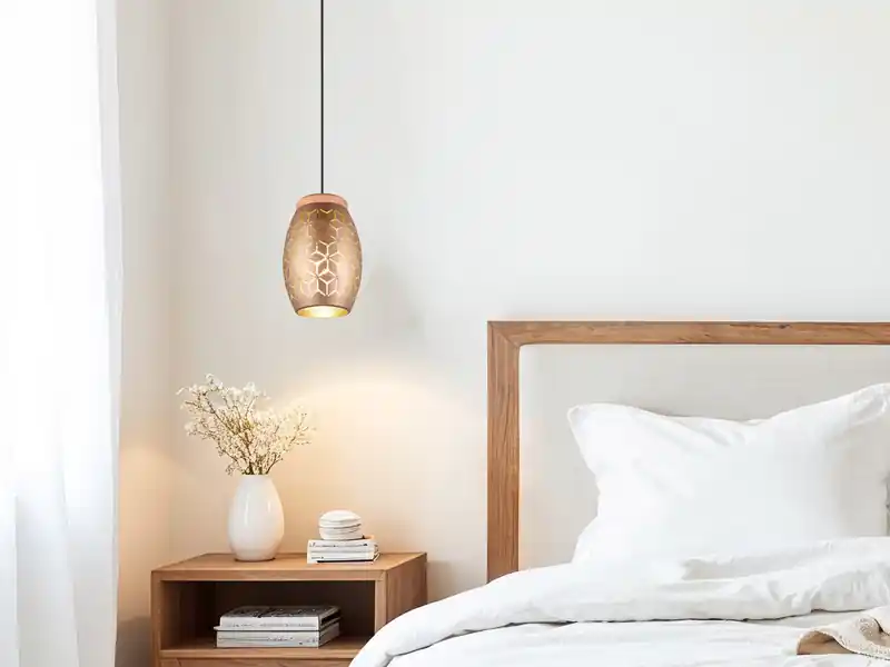 RL LIVE YOUR LIGHT Kleine Pendelleuchte BIDAR in Coffee mit ausgefallenem Stanzmuster, Ø 15cm Sonderangebot