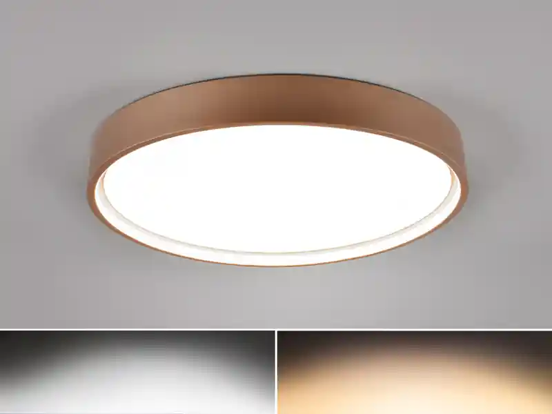 Trio Leuchten Flache LED Deckenleuchte DOHA mit 2 Lichtfarben in Coffee, Ø 45cm Garantierte Lieferung