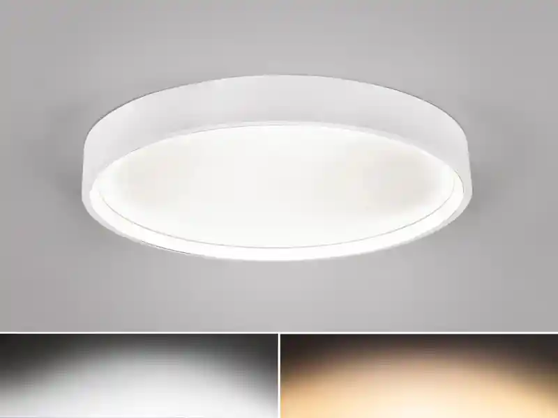 Trio Leuchten Flache LED Deckenleuchte DOHA mit 2 Lichtfarben in Weiß, Ø 45cm Nur Für Kurze Zeit