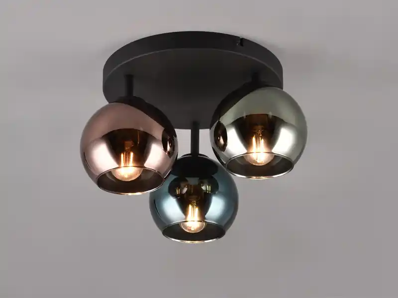 RL LIVE YOUR LIGHT Ausgefallene Deckenleuchte SHELDON mit bunt verspiegelten Glaskugeln, Ø 33cm Mega-Angebot