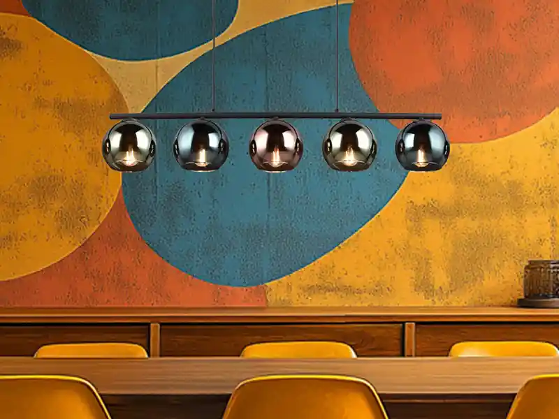 Neue Ware RL LIVE YOUR LIGHT Ausgefallene Pendelleuchte SHELDON mit bunt verspiegelten Glaskugeln, B: 83cm