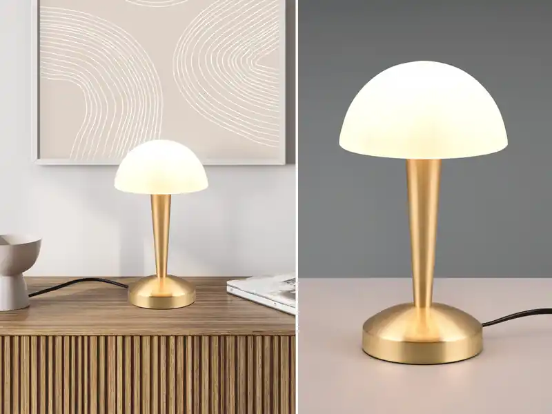 Günstig RL LIVE YOUR LIGHT LED Tischleuchte CANARIA mit Glasschirm Touchfunktion Messing, Höhe 26cm