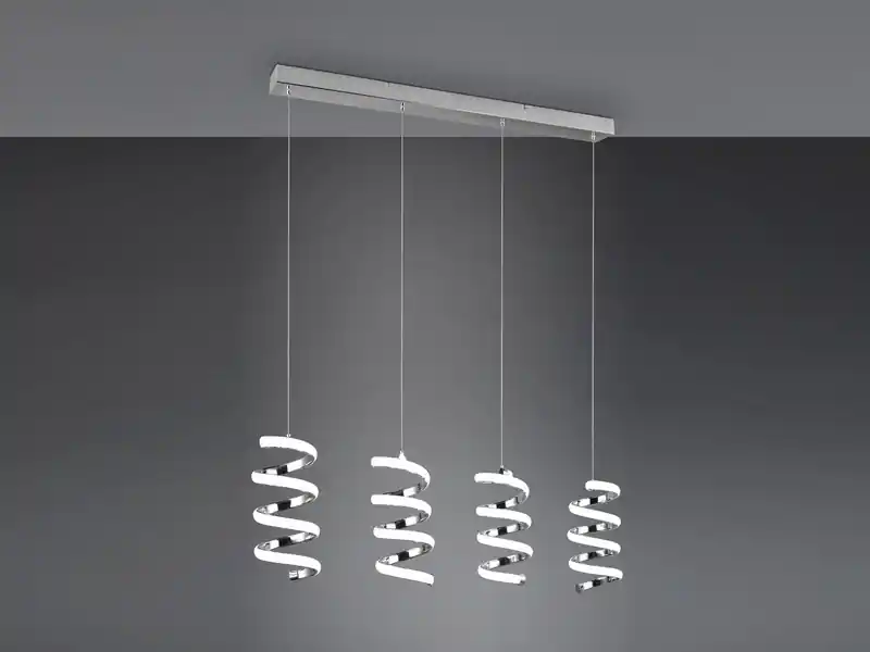 Preisreduziert RL LIVE YOUR LIGHT LED Pendelleuchte LAOLA 4-flammig in 3 Stufen dimmbar Silber Chrom, Breite 85cm