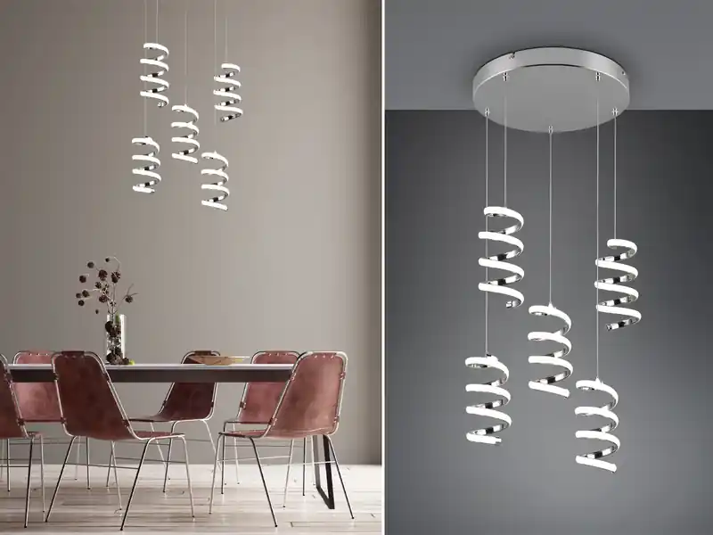 RL LIVE YOUR LIGHT Cluster LED Pendelleuchte LAOLA in 3 Stufen dimmbar Silber Chrom, Ø 45cm Kostenloser Rückversand