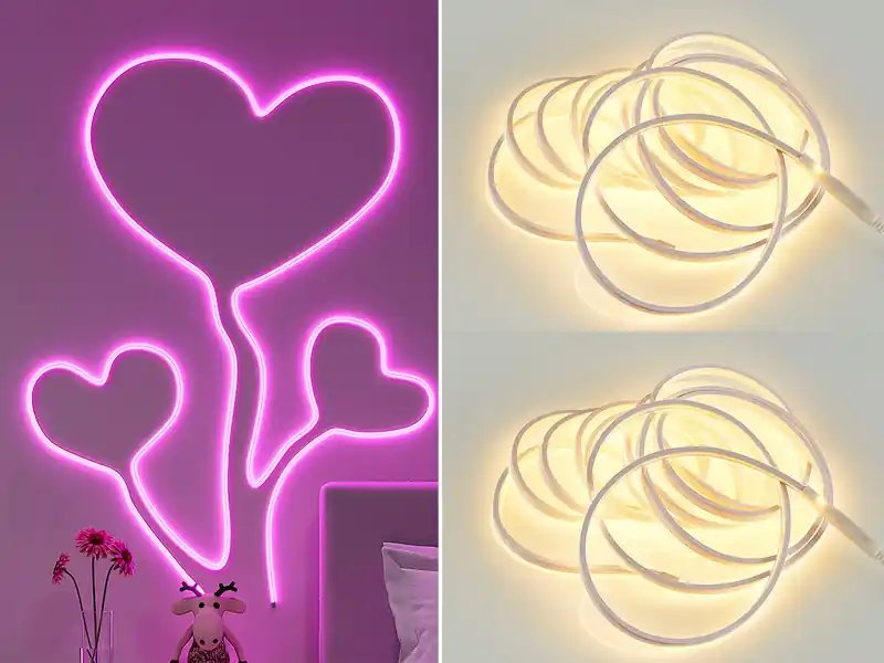 meineWunschleuchte 2er Set LED Streifen mit Fernbedienung, RGB Farbwechsler & Dimmer - 5 Meter Markenware