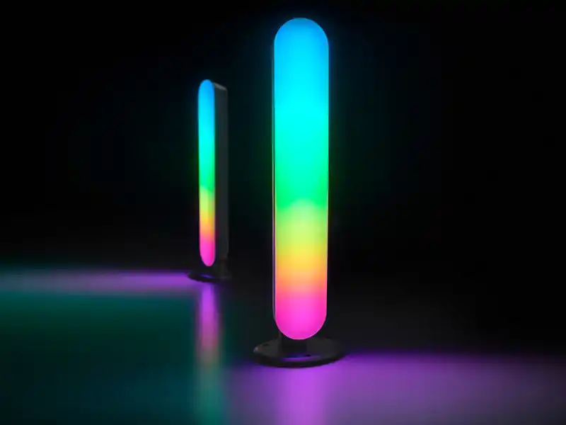 Schnäppchen RL LIVE YOUR LIGHT 2er Set LED Tischleuchten GAME mit Fernbedienung, RGB & Sound Control - H 28cm