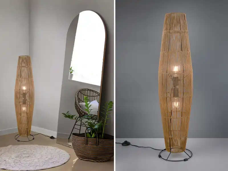 RL LIVE YOUR LIGHT Kleine Stehleuchte MIKI mit Papier Lampenschirm im Boho Stil, Höhe 103cm Saisonangebot