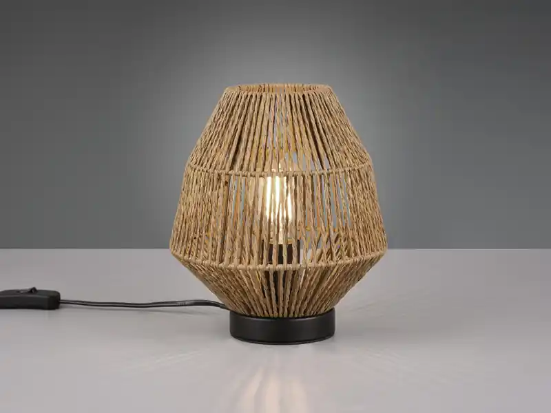 Beliebt meineWunschleuchte Kleine LED Tischleuchte mit Papier Lampenschirm im Boho Stil, Höhe 20cm