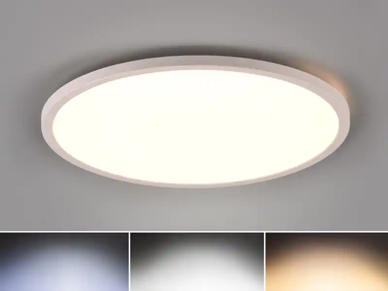 RL LIVE YOUR LIGHT Flache LED Deckenleuchte AUREO Weiß, mit Fernbedienung dimmbar Ø 40cm Direkt Vom Hersteller