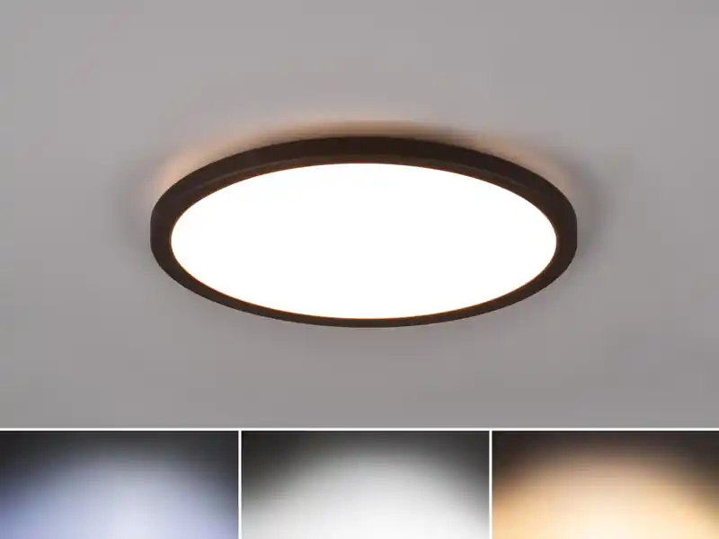 RL LIVE YOUR LIGHT Flache LED Deckenleuchte AUREO Schwarz dimmbar RGB Farbwechsler, Ø 29cm Schneller Versand