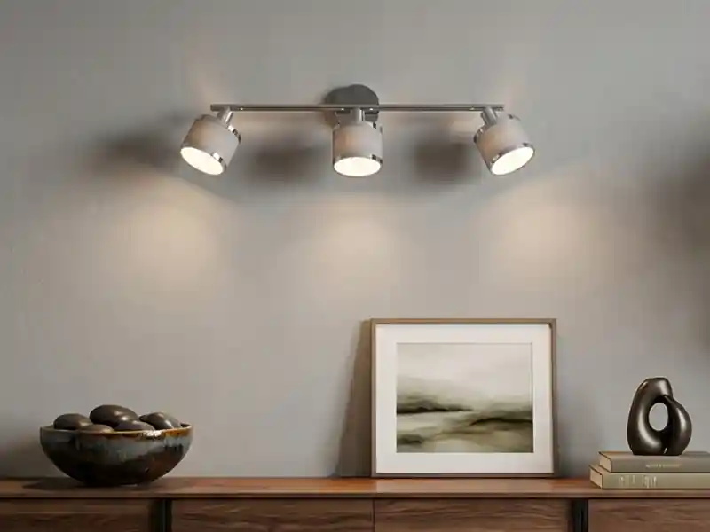 Versand Am Gleichen Tag meineWunschleuchte LED Deckenstrahler 3-flammig mit Stoffschirmen Grau, Breite 80cm