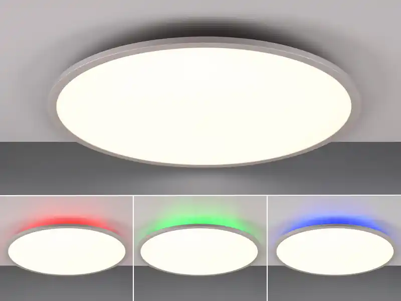 Sonderaktion Trio Leuchten LED Deckenleuchte YUMA flach mit Fernbedienung, 3 Lichtfarben & RGB, Ø 60cm
