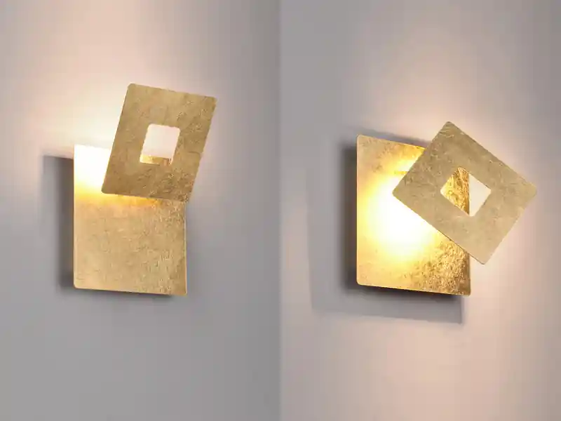 meineWunschleuchte 2-er Set LED Wandleuchten mit indirekter Beleuchtung Gold, Höhe 18cm Nur Heute