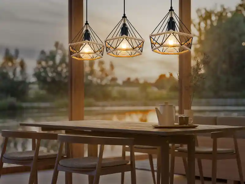 meineWunschleuchte LED Pendelleuchte 3-flammig mit Hanfseil und Drahtgestell, Breite 100cm Jetzt Bestellen