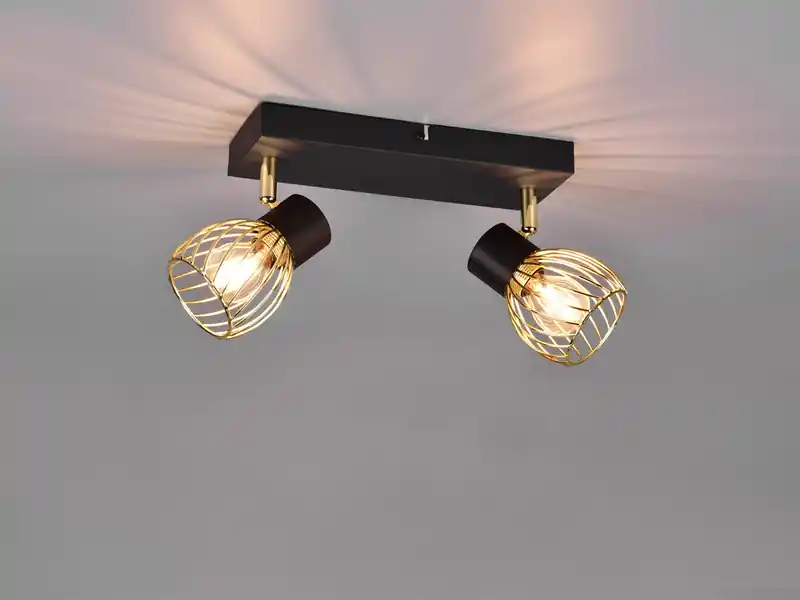 meineWunschleuchte LED Deckenstrahler mit Gitter Lampenschirmen in Gold, Breite 30cm Wochenendangebot