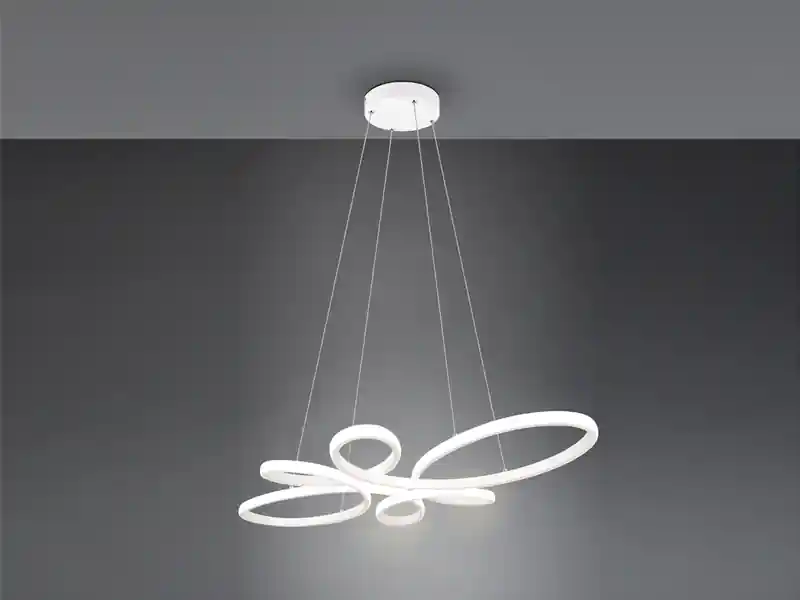 Heißes Angebot Trio Leuchten Große LED Pendelleuchte FLY geschwungen Weiß, Breite 83cm