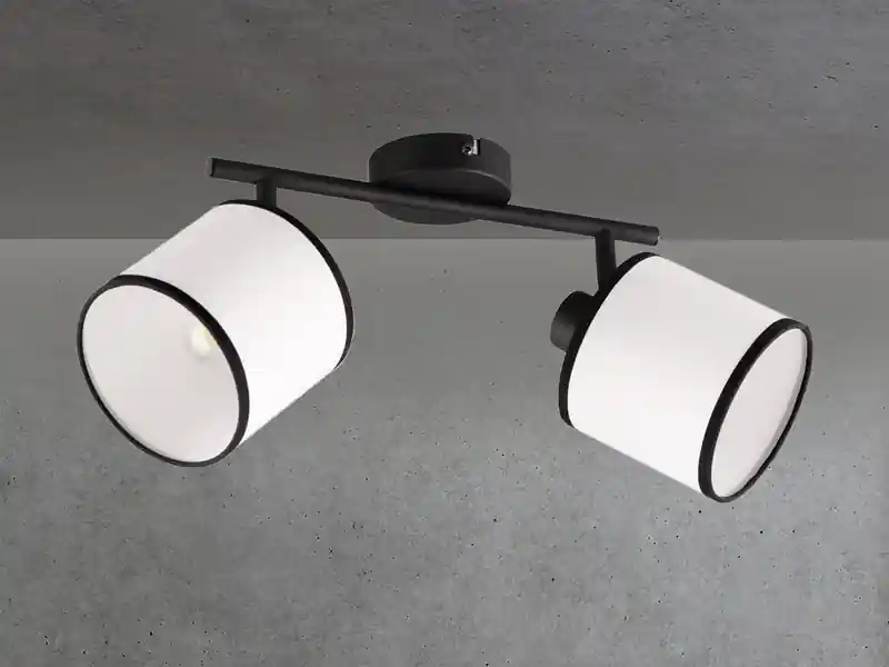 meineWunschleuchte LED Wand- & Deckenstrahler mit Stoffschirm in Schwarz/Weiß, Breite 35cm Sichere Zahlung